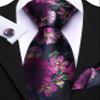 Barry.Wang Plum Flower Ties for Men Silk Woven Floral Tie Sets Necktie Handkerchief Cufflinks Wedding Party view 3