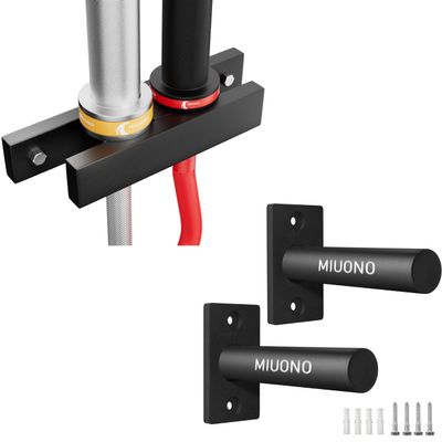 MIUONO Weight Plate Holder, 2 Pack Bumper Plate Rack for 2 Inch Olympic Plates and Barbell Holder Bundle