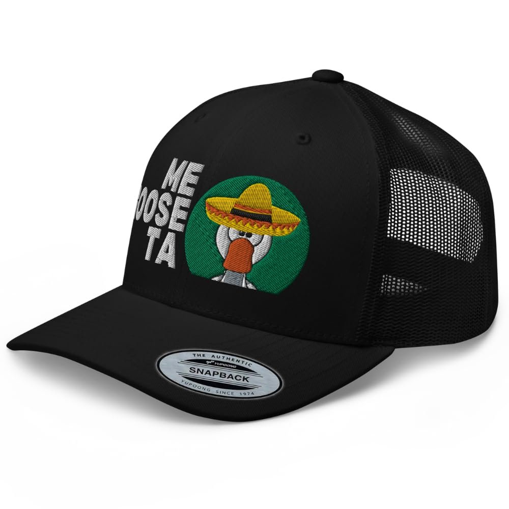 RIVEMUG NG Me Goose Ta Embroidered Curved Bill Trucker Hat Mid Crown Adjustable Funny Mexican Spanish Me Gusta Cap Black