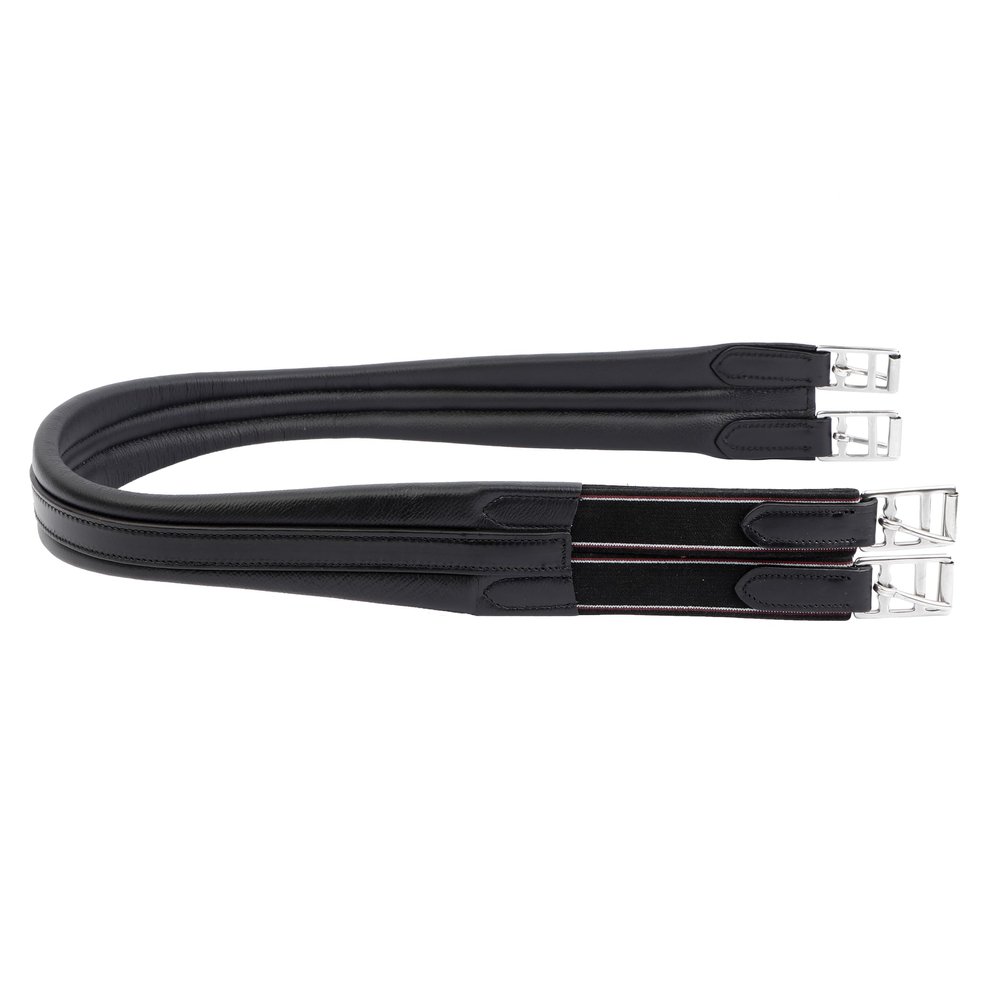 SIE EQUESTRIAN Contoured English Chafeless Girth Black Brown 46" / 48" / 50" / 52" / 54"/ 56" (Black with Matching Elastic, 56")