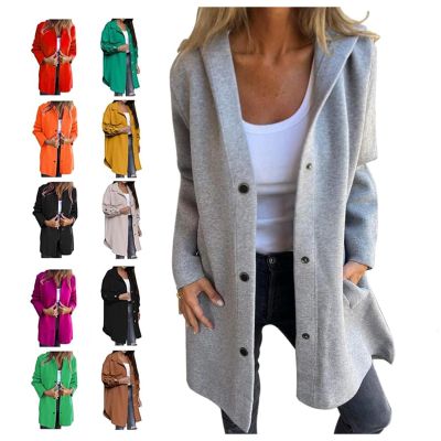 Casual Single Breasted Hooded Jacket Women, Womens Jackets Casual, Trench Coat for Women 2024 (Grey,2XL)