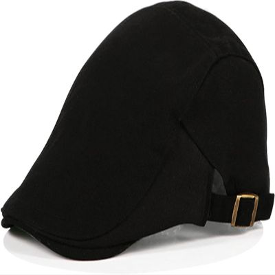 FAZAIQILUO UK Spring and Autumn Winter Men's Beret Flat Horn Newspaper Hat Black