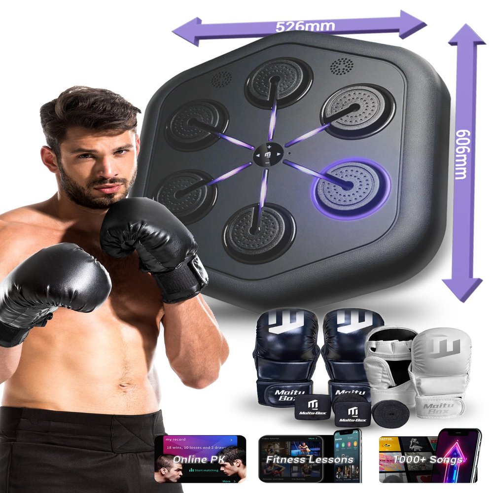 2025 Upgraded Smart Music Boxing Machine, Professional Online Boxing Lessons for Sculpting Fat Burning - 24H Standby, 160 Synced LED Lights, Wall-Mount Punching Bag for Home Gym (4th and 5th)