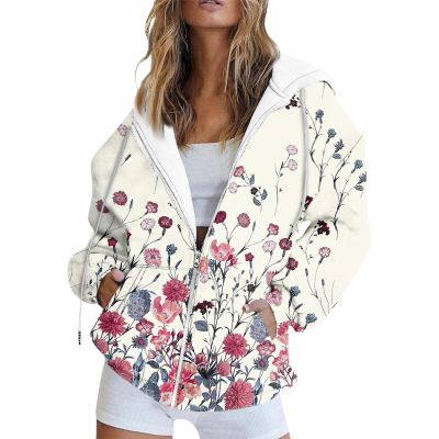 RODYETQQ Womens Sweatshirt Comfy Hoodies Winter Outfits Oversized Zip Up Jacket Oversized Zip Up Hoodie for Women Zip Up Hoodie for Women(3-White,Medium)