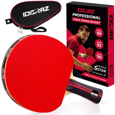 Idoraz Penhold Table Tennis Racket - Professional Ping Pong Paddle with Carrying Case - ITTF Approved Rubber for Tournament Play - Best Table Tennis Paddle