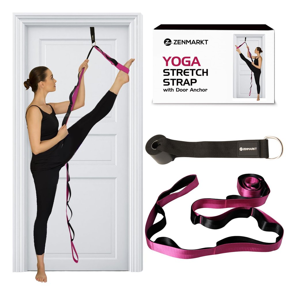 10-Loop Yoga Strap with Door Anchor Stretch Strap for Flexibility, Deep Stretching, and Improved Balance Perfect Yoga Accessory for All Fitness Levels (Purple)