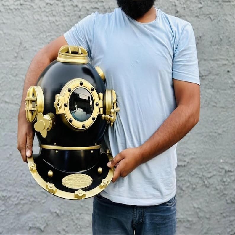 Black Diving Helmet | Nautical 18" Diving Helmet | US Navy Mark V Diving Helmet | Deep Sea Divers Helmet