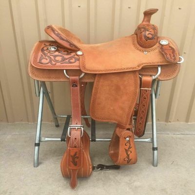 AD Saddlery Wade Tree A Fork Roping Ranch Work Leather Premium Western Horse Saddles for Horses Handmade Equestrian Trail Horse Saddle Tack Size: 10"-18" inches Seat WADE153 (17.5" inches Seat)