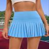 Yknktstc Women Pleated Tennis Skirt with Shorts High Waist Golf Skort Athletic Mini Skirt with Pockets X-Large Blue view 3