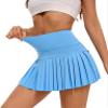 Yknktstc Women Pleated Tennis Skirt with Shorts High Waist Golf Skort Athletic Mini Skirt with Pockets X-Large Blue view 4