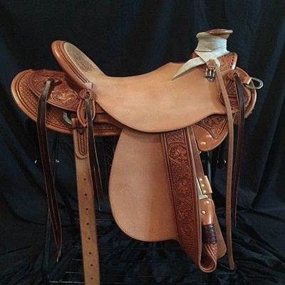 AD Saddlery Wade Tree A Fork Roping Ranch Work Leather Premium Western Horse Saddles for Horses Handmade Equestrian Trail Horse Saddle Tack Size: 10"-18" inches Seat WADE202 (16.5" inches Seat)
