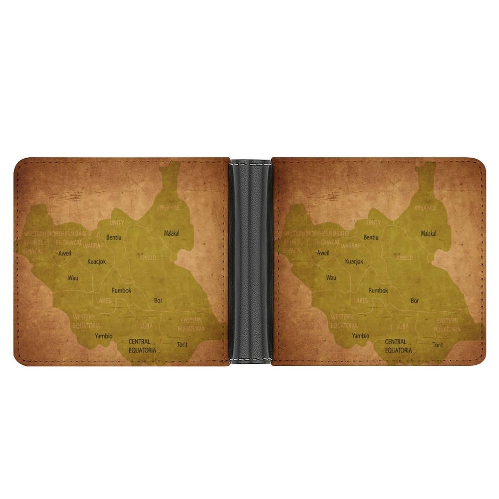 Puxufody Map of South Sudan Men's Leather Wallet Bifold, Large Capacity, Storage Bag