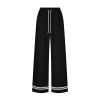 PUXOBYKU Women's Wide Leg Sweatpants High Waisted Baggy Flared Pants Casual Drawstring Joggers with Pockets (Black,S) view 3