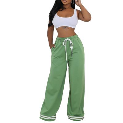 PUXOBYKU Women's Wide Leg Sweatpants High Waisted Baggy Flared Pants Casual Drawstring Joggers with Pockets (Green,M)