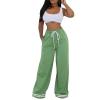 PUXOBYKU Women's Wide Leg Sweatpants High Waisted Baggy Flared Pants Casual Drawstring Joggers with Pockets (Green,M) view 1