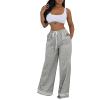 PUXOBYKU Women's Wide Leg Sweatpants High Waisted Baggy Flared Pants Casual Drawstring Joggers with Pockets (Grey,XL) view 1