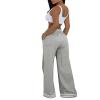PUXOBYKU Women's Wide Leg Sweatpants High Waisted Baggy Flared Pants Casual Drawstring Joggers with Pockets (Grey,XL) view 2