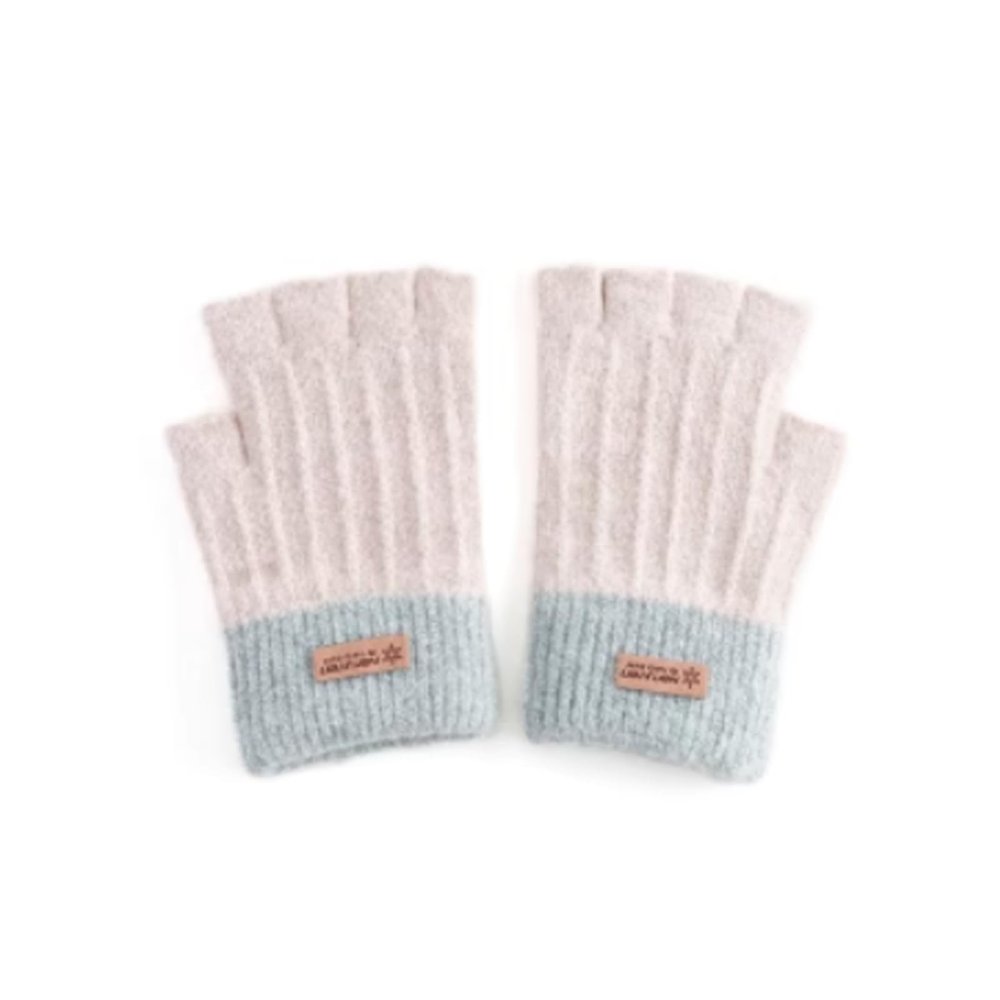 AGYCMF Hand Warmers Gloves 1 Pair of Gloves Female Winter Half Finger Knitted Padded Warm Students Cycling Cute Warm Gloves Gloves Winter