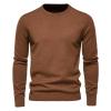 BoShiNuo Winter Thickness Pullover Men O-Neck Solid Color Long Sleeve Warm Slim Sweaters Men's Sweater Male Clothing Coffee XXS view 1