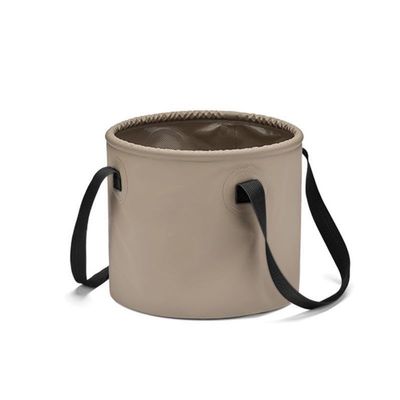 GDHomible Functional Foldable Bucket Ultra Thin Design 2cm Thickened 500D PVC Mesh Cloth Seamless Welding, Leak-Proof 10L and 20L Capacities for Camping Fishing (Khaki, 10L)
