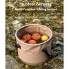 GDHomible Functional Foldable Bucket Ultra Thin Design 2cm Thickened 500D PVC Mesh Cloth Seamless Welding, Leak-Proof 10L and 20L Capacities for Camping Fishing (Khaki, 10L) view 2