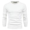 BoShiNuo Winter Thickness Pullover Men O-Neck Solid Color Long Sleeve Warm Slim Sweaters Men's Sweater Male Clothing White XXS view 1