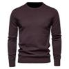 BoShiNuo Winter Thickness Pullover Men O-Neck Solid Color Long Sleeve Warm Slim Sweaters Men's Sweater Male Clothing White XXS view 4