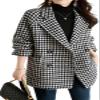 Udeniy Womens Casual Pea Coat Long Sleeve Mid-Long Overcoats Womens Trendy Hooded Outwear Open Front Wool Coat With Pockets