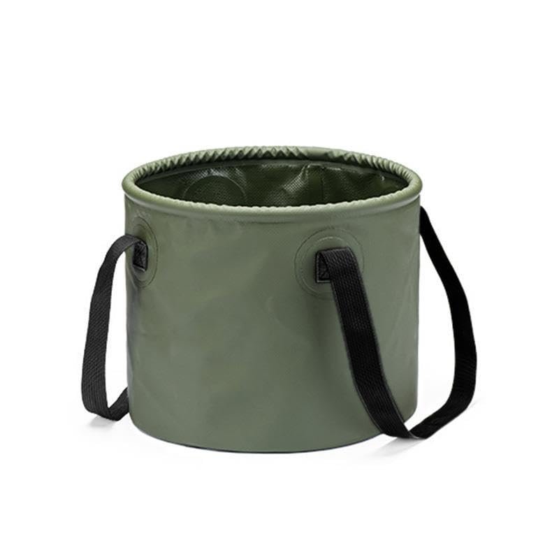 GDHomible Functional Foldable Bucket Ultra Thin Design 2cm Thickened 500D PVC Mesh Cloth Seamless Welding, Leak-Proof 10L and 20L Capacities for Camping Fishing (Green, 10L)