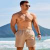 COOFANDY Linen Shorts for Men Casual Lightweight Elastic Waist Drawstring Summer Vacation Beach Shorts, Khaki, M view 2