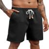 COOFANDY Men's Linen Shorts Drawstring Elastic Waist - Black, L view 1