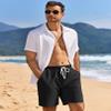 COOFANDY Men's Linen Shorts Drawstring Elastic Waist - Black, L view 2