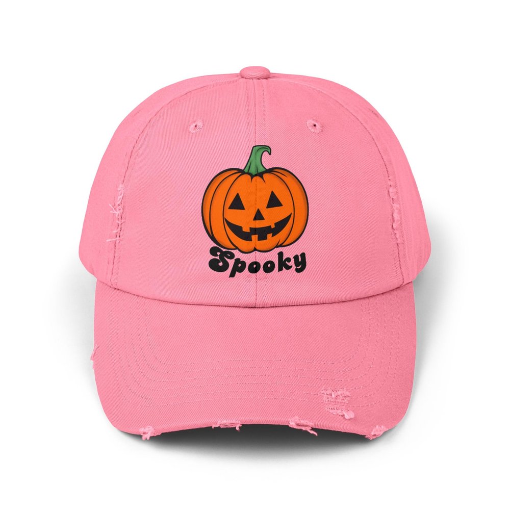 Distressed Cap, Halloween Hat, Jack-O-Lantern Embroidered Cap, Spooky Pumpkin Baseball Hat, Fall Accessories