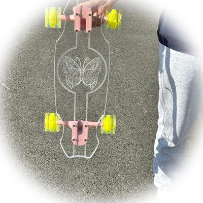 24'' Penny Ghost Board- Acrylic Penny Longboard with LED Wheels For a Smooth Ride- Travel-Size Clear Skateboard Offers Easy Control & Style- Cruise Freely with Skateboard for All Ages- Clear Butterfly