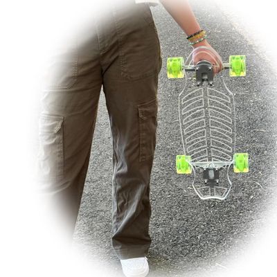24'' Penny Ghost Board- Acrylic Penny Longboard with LED Wheels for a Smooth Ride- Travel-Size Clear Skateboard Offers Easy Control & Style- Cruise Freely with Skateboard for All Ages- Fishbone