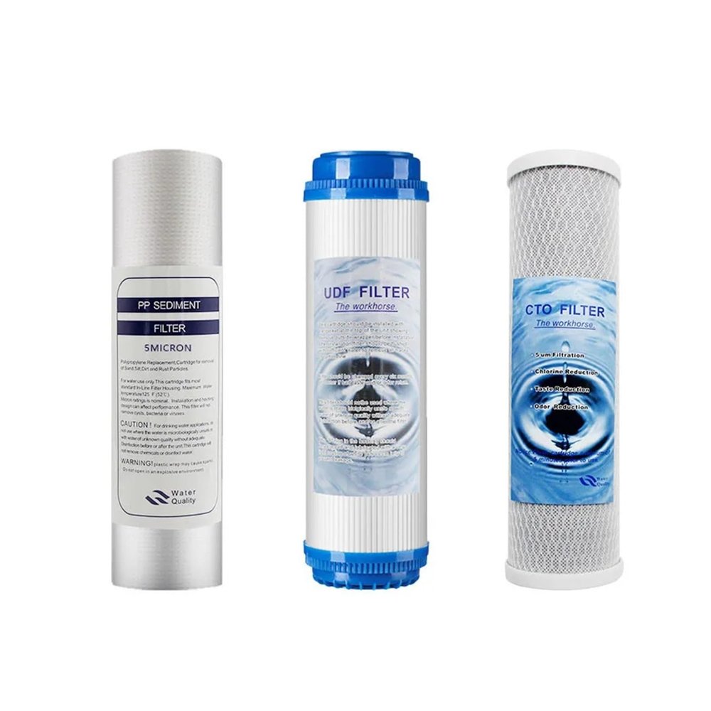 QXCIVR Water Purification Filter 10 Inch Universal P+P Cotton U+D+F C+T+O Block R+O Membrane T33 Repalcement The Water Filter(PP UDF PP)