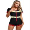 winying Womens Halloween Firefighter Leotard Rompers One Piece Jumpsuit Firemen Cosplay Costume Black X-Large view 3