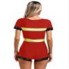 winying Womens Halloween Firefighter Leotard Rompers One Piece Jumpsuit Firemen Cosplay Costume Red XX-Large view 2