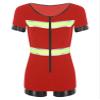 winying Womens Halloween Firefighter Leotard Rompers One Piece Jumpsuit Firemen Cosplay Costume Red XX-Large view 3