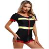 winying Womens Halloween Firefighter Leotard Rompers One Piece Jumpsuit Firemen Cosplay Costume Black XX-Large view 2