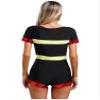 winying Womens Halloween Firefighter Leotard Rompers One Piece Jumpsuit Firemen Cosplay Costume Black XX-Large view 4