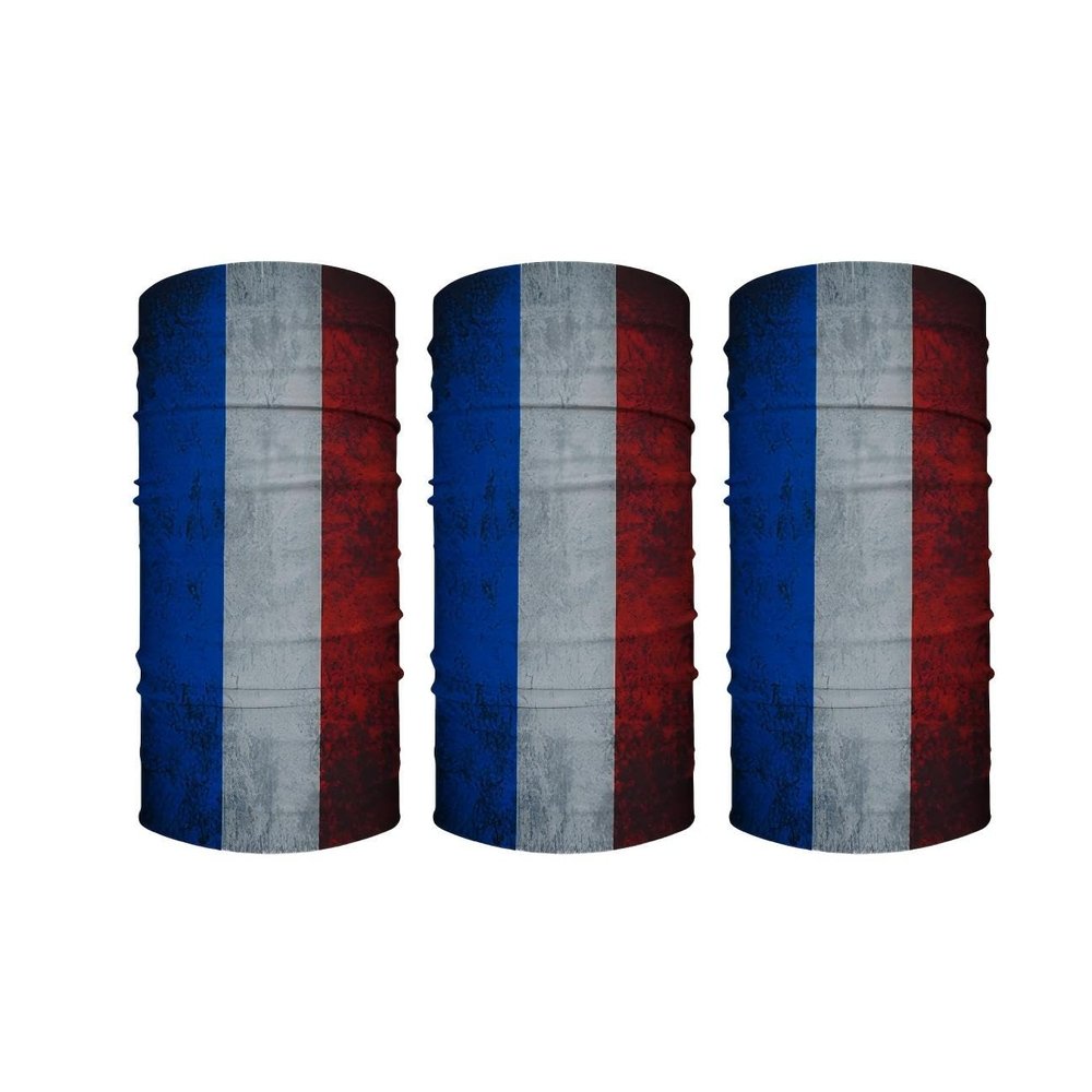 3 French Flag Bandanas, Retro Multifunctional Neck Gaiter Balaclava Face Mask, Breathable Sunscreen Soft Moisture Wicking Quick Drying Suitable for Outdoor Riding Hiking Fishing Camping