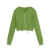 FOCLMP Women Zip Up Cropped Hoodies Long Sleeve Crop Tops Y2K Trendy Jackets Sweatshirts Teen Girl Cute Clothing 2024 Cute Tops Women Green Xl view 1