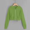 FOCLMP Women Zip Up Cropped Hoodies Long Sleeve Crop Tops Y2K Trendy Jackets Sweatshirts Teen Girl Cute Clothing 2024 Cute Tops Women Green Xl view 3