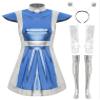 ACSUSS Women's Halloween Costume Stage Performance Space Fighter Glossy Alien Dress-up Outfits Blue Medium view 3