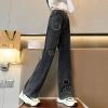 2 Baggy Jeans for Kids Girls Heart Patch Wide Leg Denim Pants 90s Aesthetic Streetwear Vintage (Black, 6-7 Years) view 3