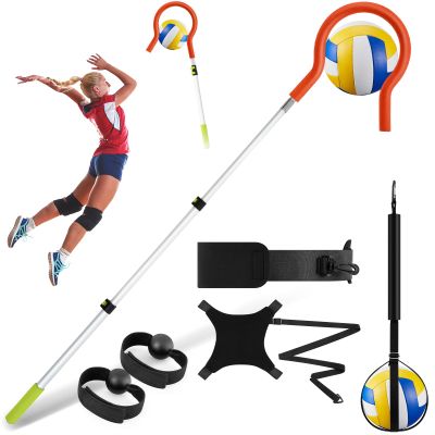 Silipull 4 Pcs Volleyball Spike Trainer Set Volleyball Training Equipment Solo Serve Volleyball Attack Trainer Volleyball Rebounder for Beginners Practicing Serving Spiking Volleyball Gift (Orange)