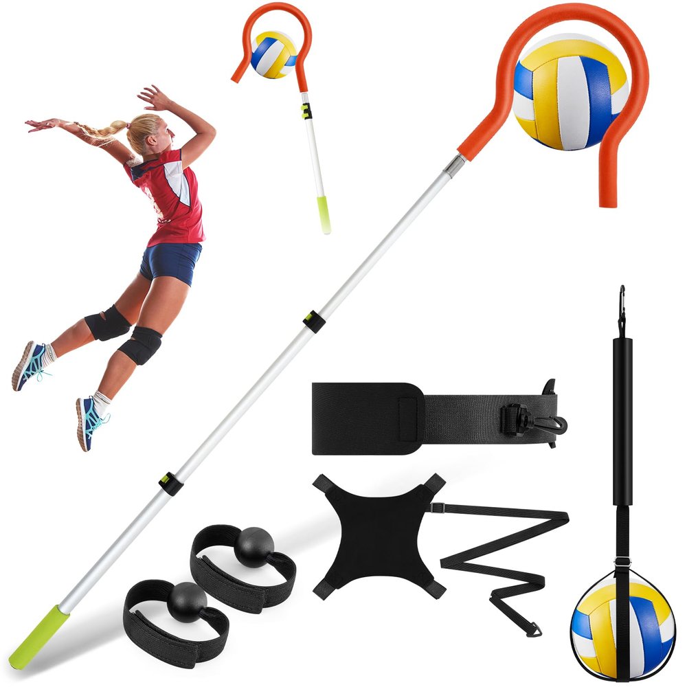 Silipull 4 Pcs Volleyball Spike Trainer Set Volleyball Training Equipment Solo Serve Volleyball Attack Trainer Volleyball Rebounder for Beginners Practicing Serving Spiking Volleyball Gift (Orange)