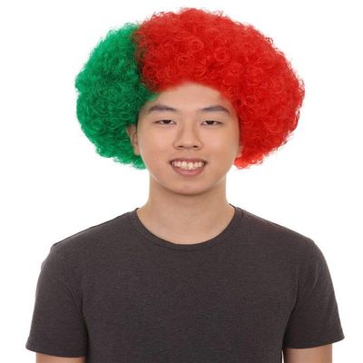 BC GOODS BY Adult Unisex Portugal Jumbo Sport Fun Wigs | Afro Patriotic Wig with Breathable Capless Cap for Men and Women| Synthetic Fiber Wig Perfect for Sport's and Halloween Cosplay