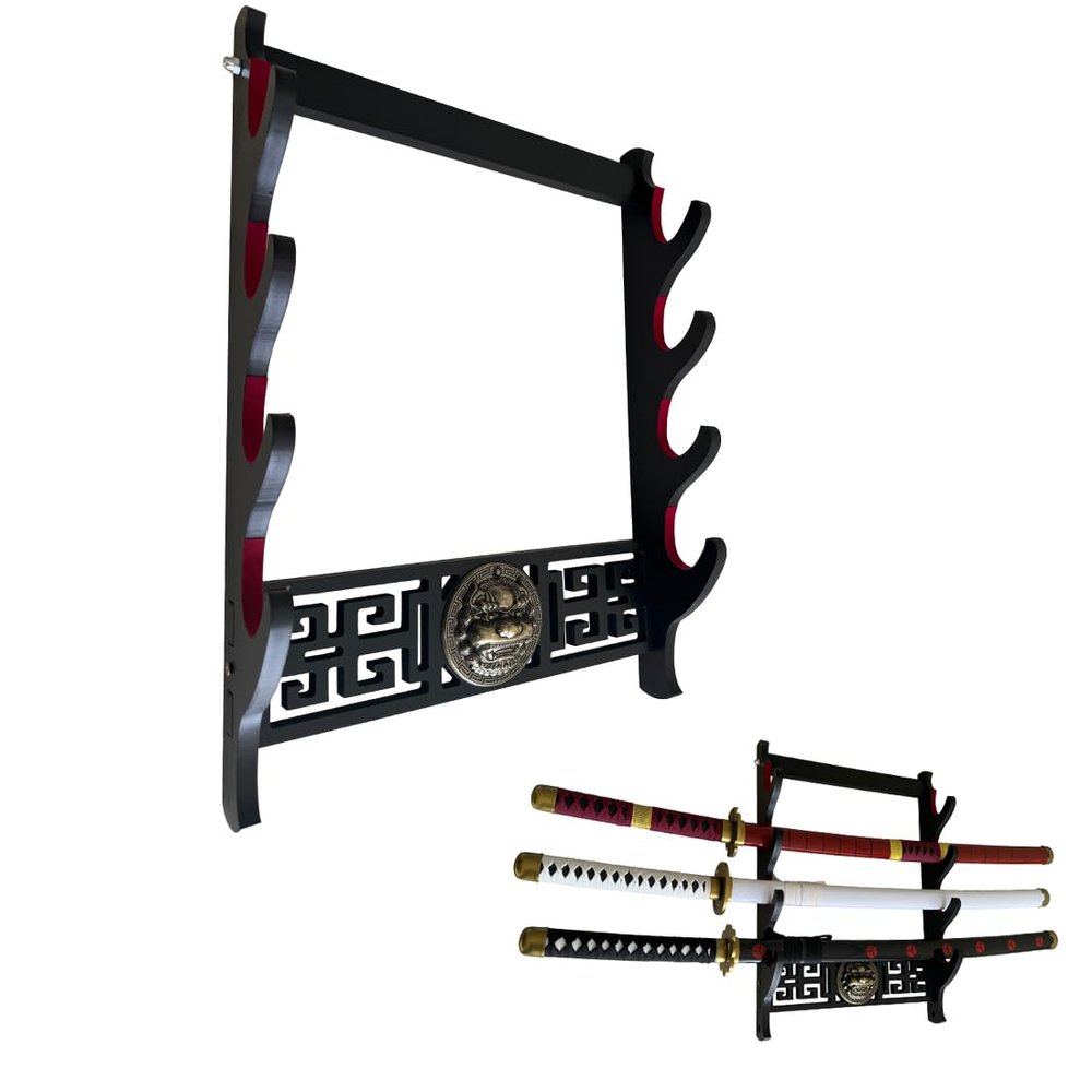 GUIIYLGG Sword Holder Katana Wall Mount - Kirin Velvet Padded Katana Stand Samurai Rack Samurai Sword Display Rack Wand Wakizashi Sword Stand Zoro Animation Sword Display